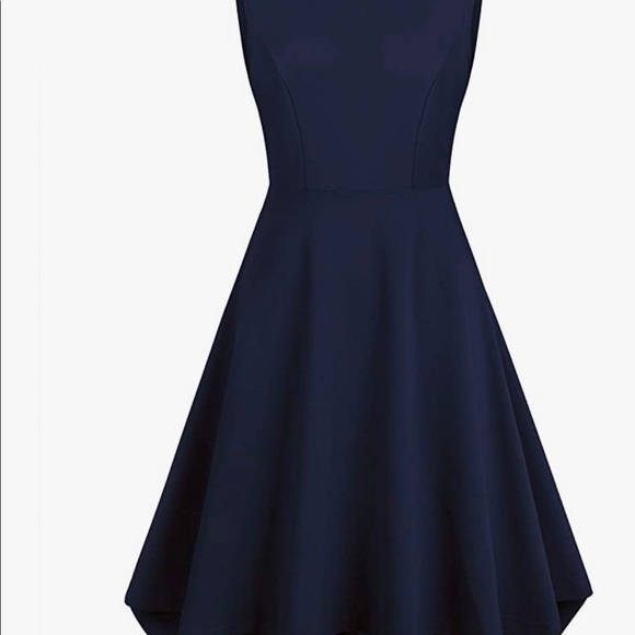 Sleeveless Navy Cocktail Swing Dress - Picture 4 of 5